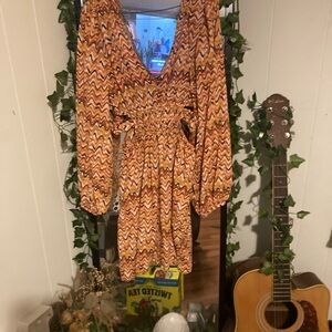 Vibrant Zigzag Patterned Dress